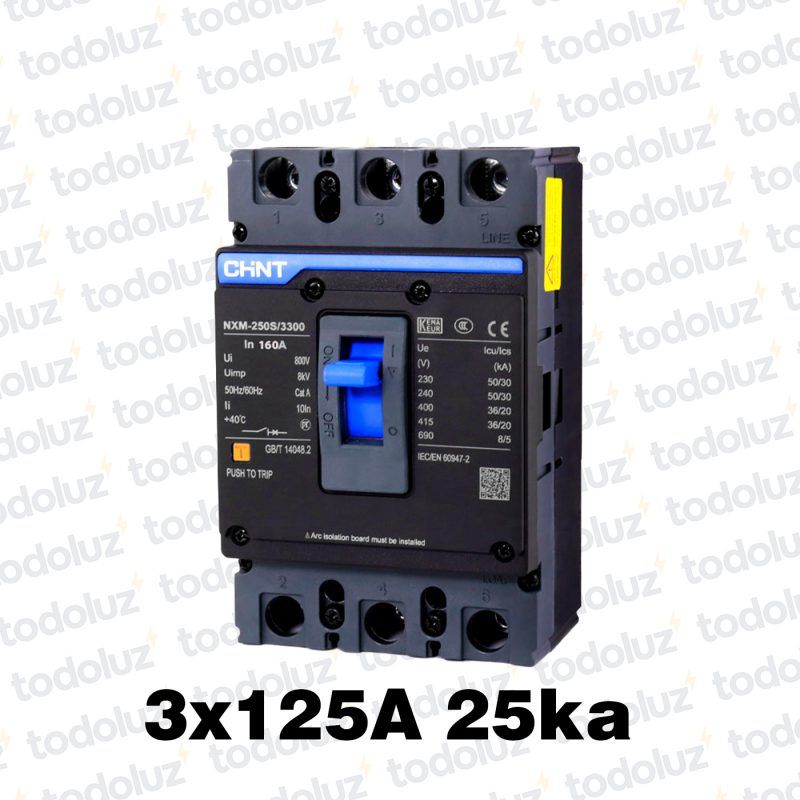 Interruptor Automatico en Caja Moldeada Fijo 3P 125A 25ka 400Vac Chint