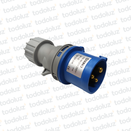 Ficha Macho Industrial 6H 2x16A+T (3 Pin) IP44 200-250V Azul Qi