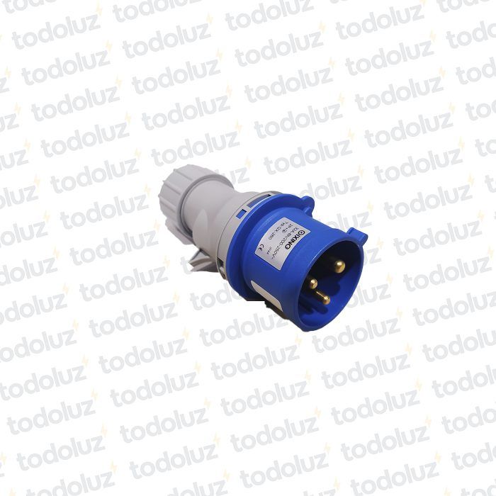 Ficha Macho Industrial 6H 2x32A+T (3 Pin) IP44 200-250V Azul Qi