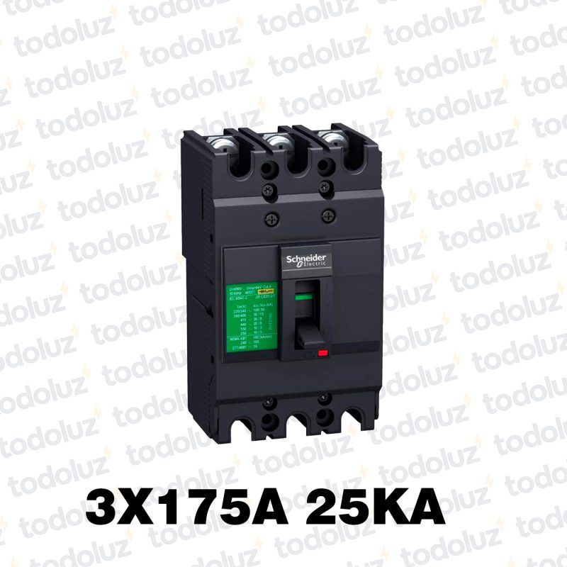 Interruptor Automatico en Caja Moldeada Fijo 3P 175A 25ka 380Vac Schneider
