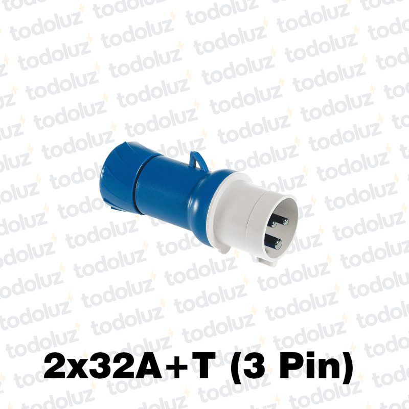 Ficha Macho Industrial 6H 2x32A+T (3 Pin) IP44 200-250V Azul Schneider