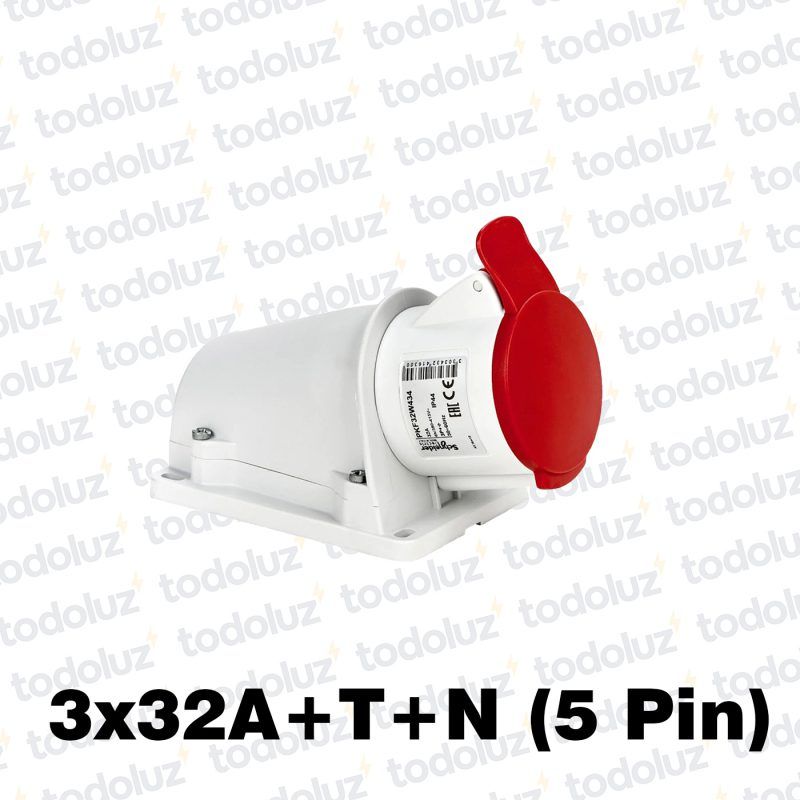 Tomacte. Adosar Industrial 6H 3x32A+T+N (5 Pin) IP44 380-415V Rojo Schneider