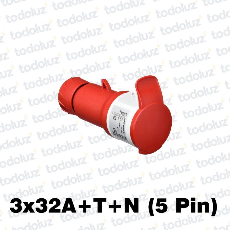 Ficha Hembra Industrial 6H 3x32A+T+N (5 Pin) IP44 380-415V Rojo Schneider