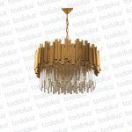 Colgante Circular Dorado Ø50c c/ Barras de Cristal 8*E14 (54.658)