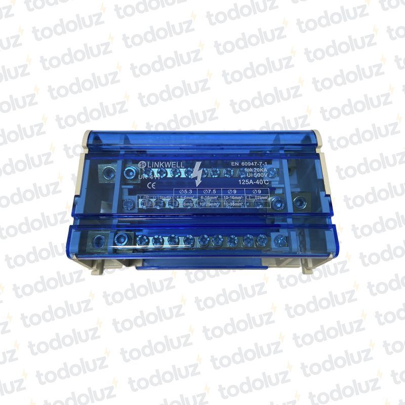 Bloque de Distribucion 4P 125A 11 Bornes c/Acrilico Sist. Din/Adosar
