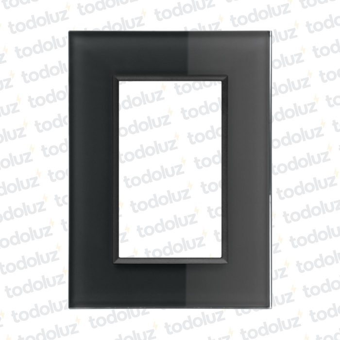 Placa 3 Modulos 2x4 Material Vidrio Negro Brillante D. Flat Conatel