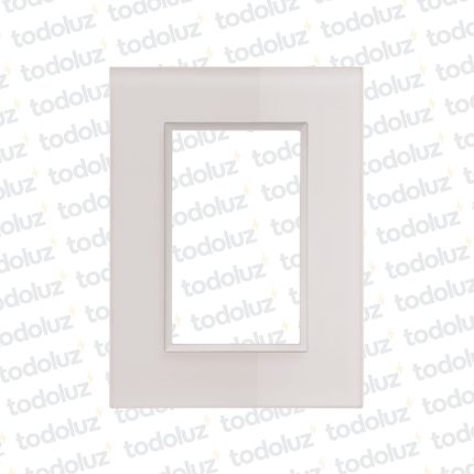 Placa 3 Modulos 2x4 Material Vidrio Blanco Satinado D. Flat Conatel