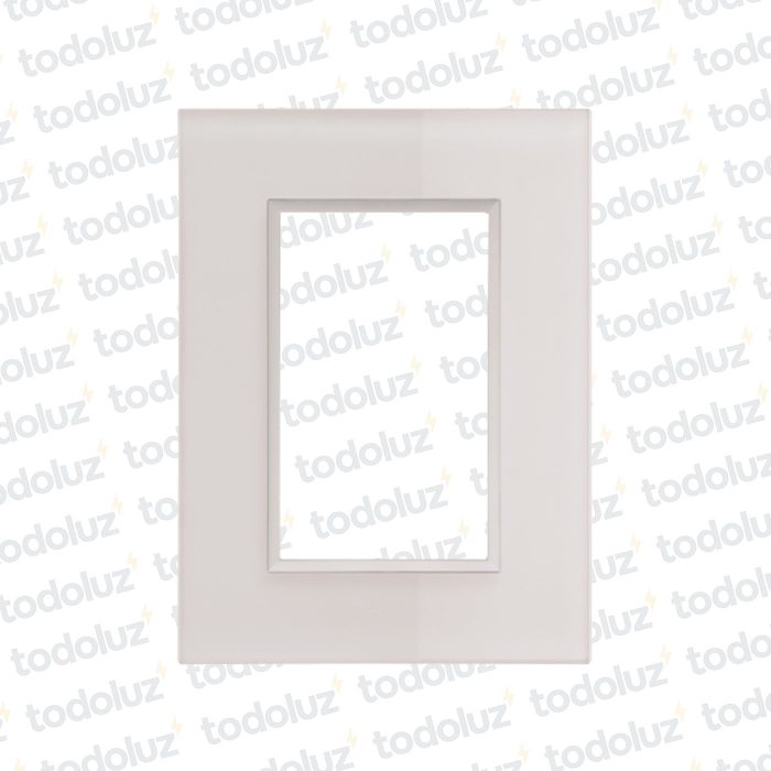 Placa 3 Modulos 2x4 Material Vidrio Blanco Satinado D. Flat Conatel