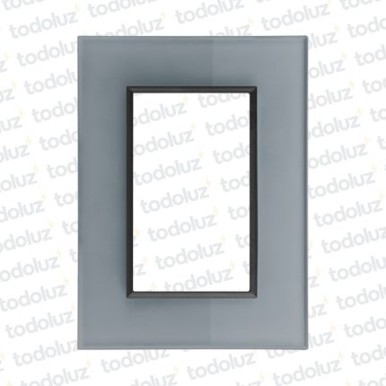Placa 3 Modulos 2x4 Material Vidrio Gris Satinado D. Flat Conatel