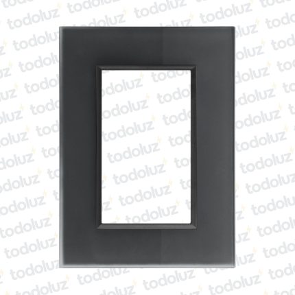 Placa 3 Modulos 2x4 Material Vidrio Negro Satinado D. Flat Conatel