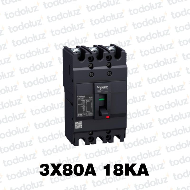 Interruptor Automatico en Caja Moldeada Fijo 3P 80A 18ka 380Vac Schneider