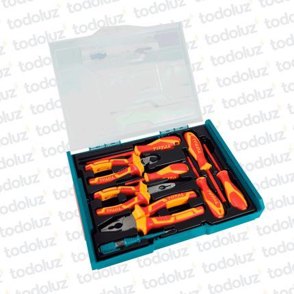 Kit 1000V de Pinzas (3Pzs) + Destornillador (5Pzs) + Buscapolo c/ Caja Profesional Industrial Total