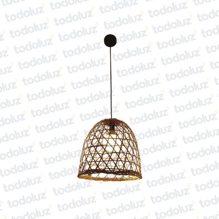 Colgante Campana Mimbre Calado Marron 30x30cm 1*E27 (54.568)