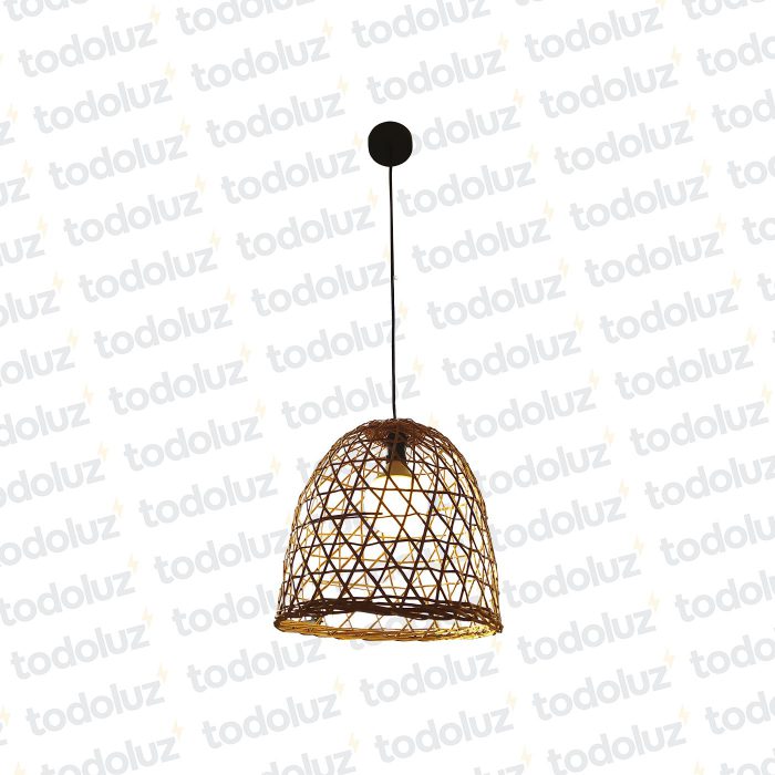 Colgante Campana Mimbre Calado Marron 30x30cm 1*E27 (54.568)