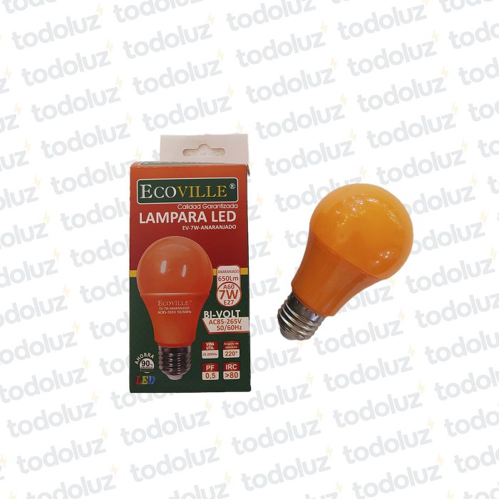 Lamp. Bulbo Led Naranja 7W E27 220V