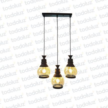 Colgante Triple Lineal Esferico Vd. Caramelo Det. Negro 3*E27 (54.602)