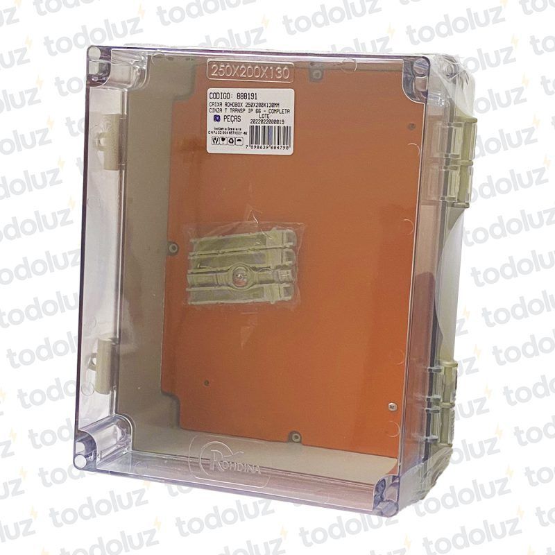 Caja de Paso Plastica 250x200x130mm c/ Bisagra y Placa de Montaje IP66 T. Transp.
