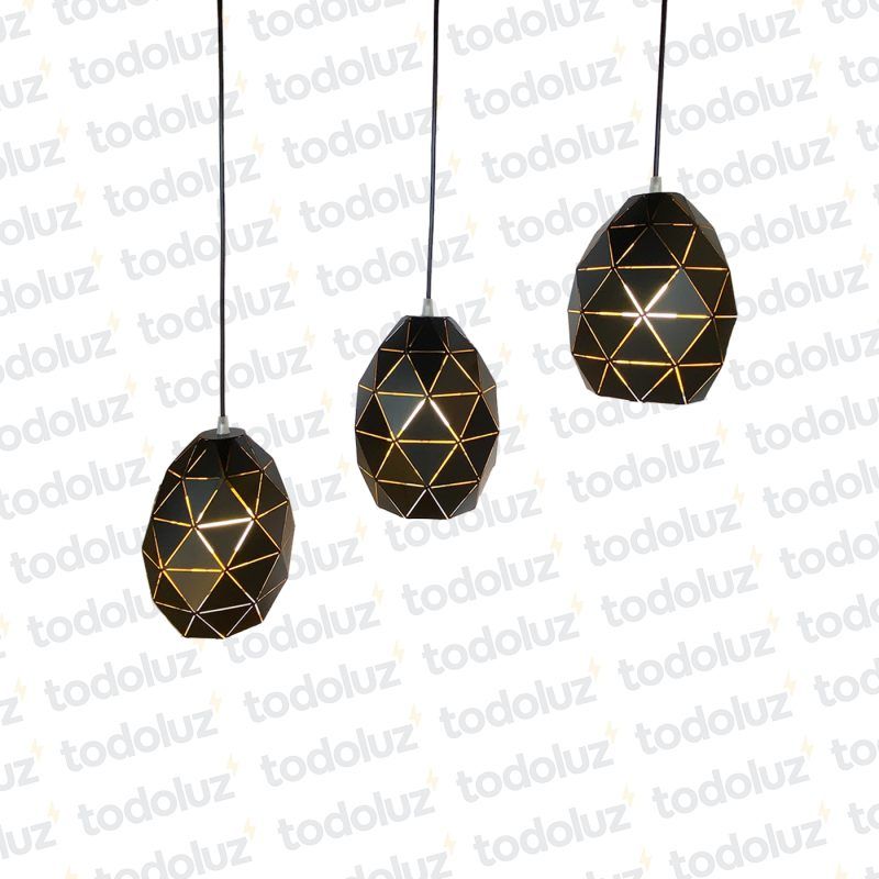 Colgante Triple Lineal Oval Negro F/Dorado 3*E27 (54.688)
