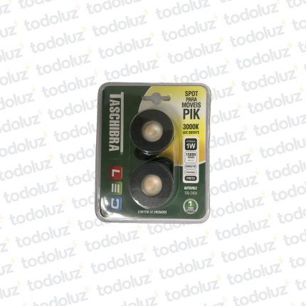 Spot Mini Fijo Embutir Redondo Negro 1w 3000°k x2pcs IP20