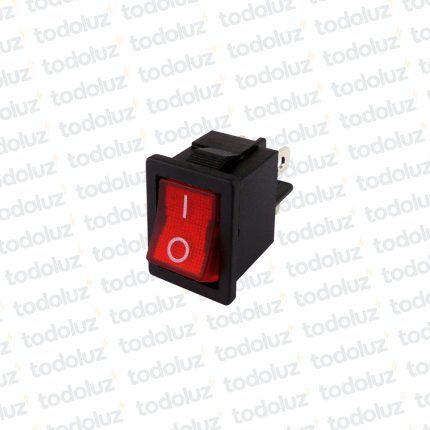 Interruptor Tecla Mini Rectangular 1P 6A 250Vac Rojo c/ Luz