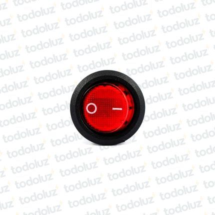 Interruptor Tecla Redondo 1P 6A 250Vac Rojo c/ Luz