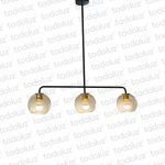 Colgante Triple Lineal Negro c/Esferas Vd. Transparente 3*E27 (54.845)