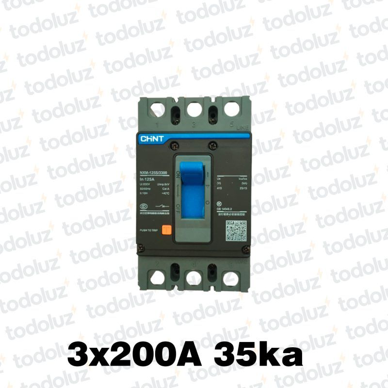 Interruptor Automatico en Caja Moldeada Fijo 3P 200A 35ka 400Vac Chint