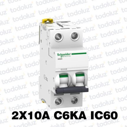 Interruptor Termomagnetico Sist. Din 2P 10A 6ka C IC60 Premium Schneider