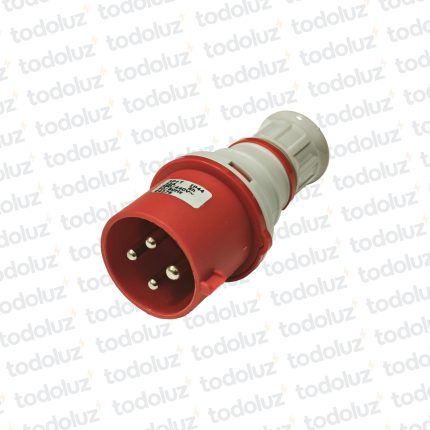 Ficha Macho Industrial 6H 3x32A+T (4 Pin) IP44 380-415V Rojo Eletromar
