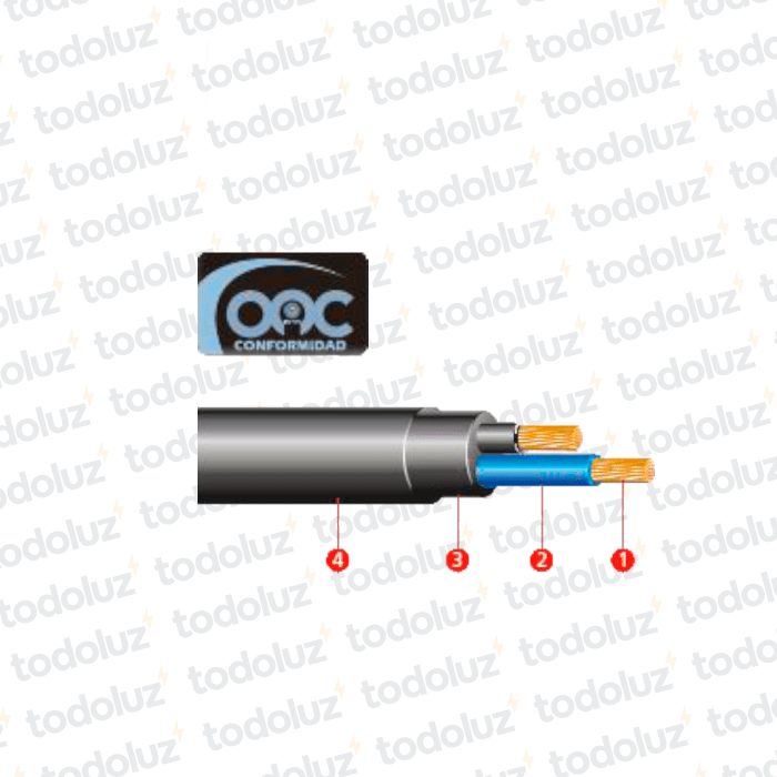 Cable Subterraneo Vinil Flex 2x10mm² 90° 1000V (x.1metro) Inpaco