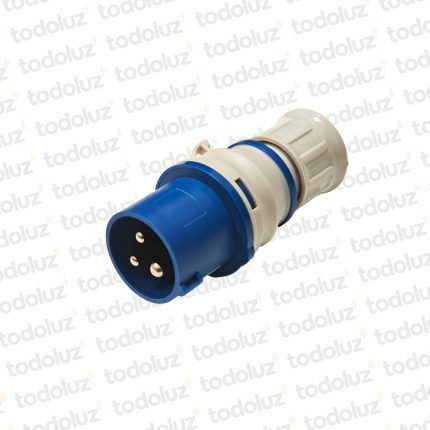 Ficha Macho Industrial 6H 2x16A+T (3 Pin) IP44 200-250V Azul Eletromar