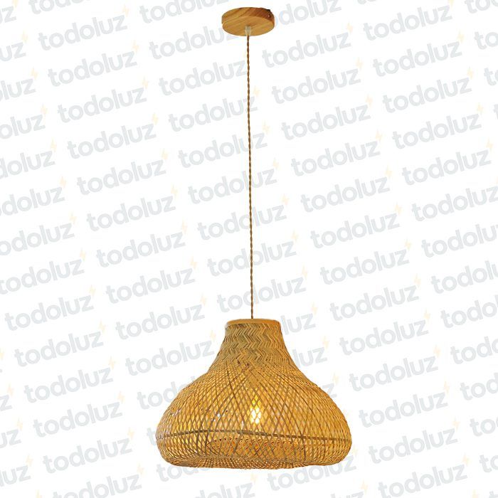 Colgante T. Elipse Fibra de Bambu Det. Madera 1*E27 (54.875)