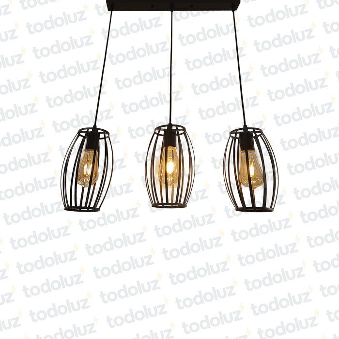 Colgante Estilo Vintage Triple Lineal Cilindrico Negro 3*E27 (54.879)