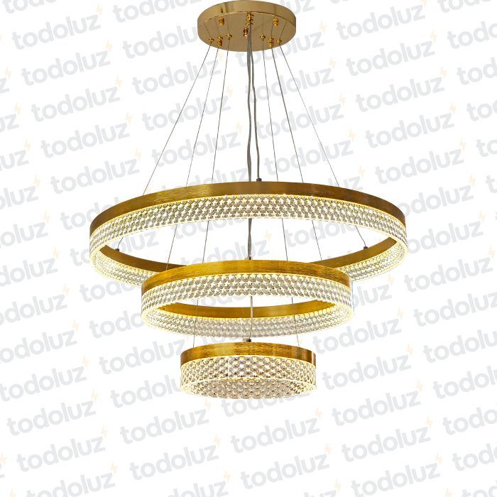 Colgante Triple Aro Dorado Det. Cristal 3Tonos (54.856)