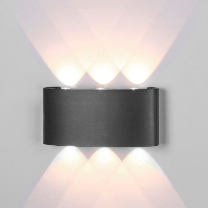 Aplique Ext. Bidireccional Curvo Negro 6LED 6W 3000°k (170x80x40mm) (57.075)