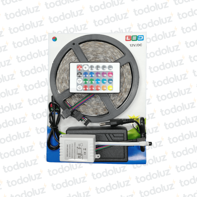 Cinta Led RGB 50x50 60leds 12w/M 12V Siliconado (x.Rollo/5m) c/ Fuente y Controlador