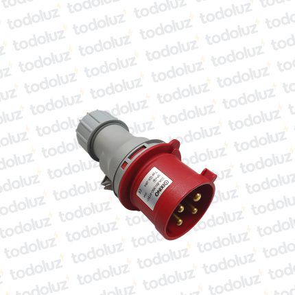 Ficha Macho Industrial 6H 3x32A+T (4 Pin) IP44 380-415V Rojo Qi