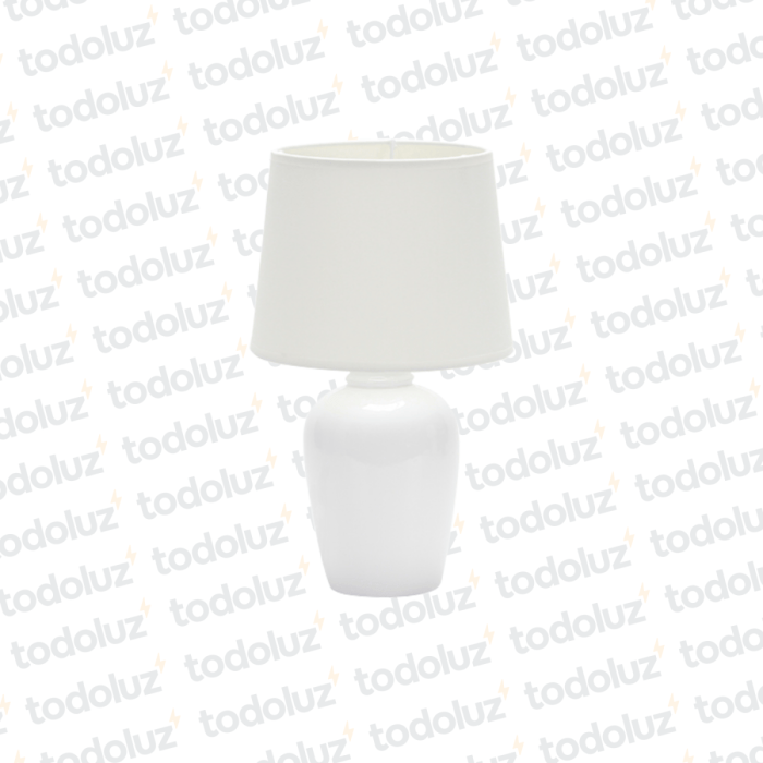 Velador de Mesa 32cm B. Ceramica c/ Pantalla Blanco 1*E27 (56.136)