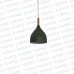 Colgante T. Campana Verde Musgo Det. Madera 1*E27 (54.677)