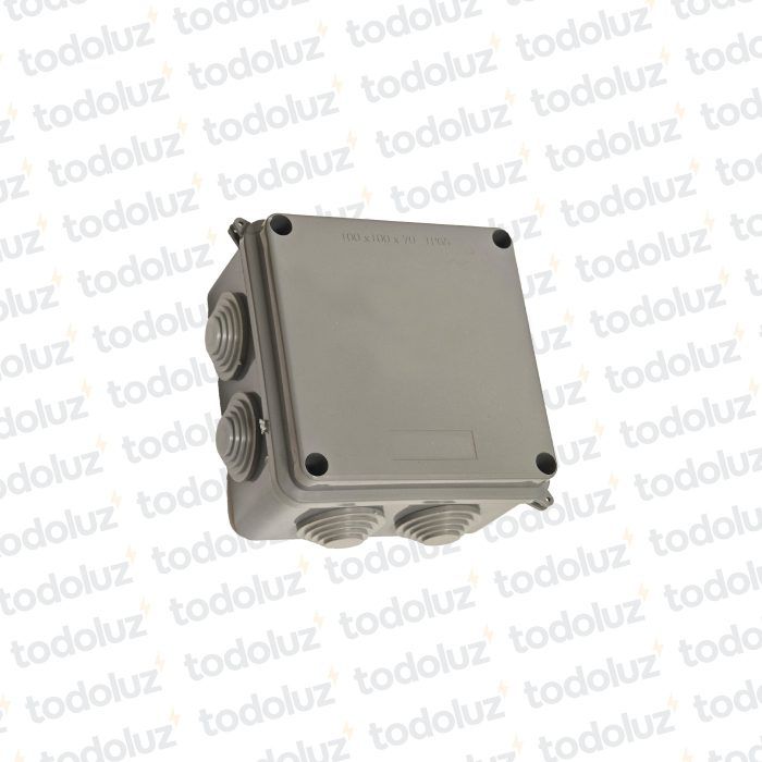 Caja de Paso Plastica Gris 100x100x70mm c/ Tapa IP65