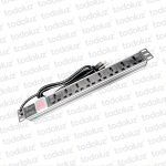 Toma Multiple/Canal de Tension 8T Multinorma Horizontal c/ Interruptor p/ Rack