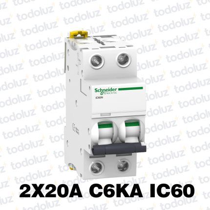 Interruptor Termomagnetico Sist. Din 2P 20A 6ka C IC60 Premium Schneider