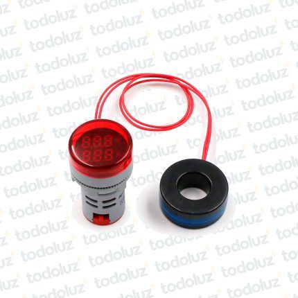 Voltimetro/Amperimetro 50/500Vac-0/100Aac 22mm Led Rojo