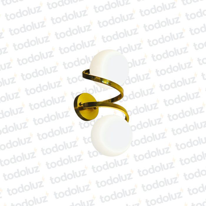 Aplique Onda Dorado Doble Esfera Vd. Blanco 2*E27 (50.509)