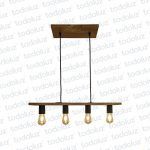 Colgante Barra Horizontal Metalico Marron Portalampara Negro 4*E27 (54.954)