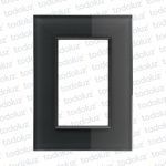 Placa 3 Modulos 2x4 Material Vidrio Negro Brillante D. Flat Conatel