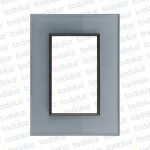 Placa 3 Modulos 2x4 Material Vidrio Gris Satinado D. Flat Conatel