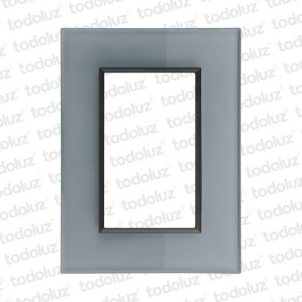 Placa 3 Modulos 2x4 Material Vidrio Gris Satinado D. Flat Conatel