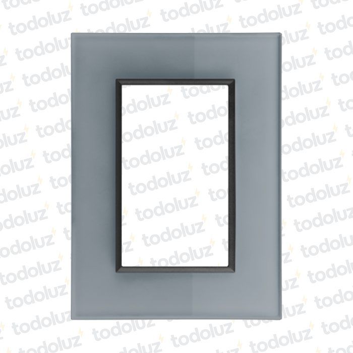 Placa 3 Modulos 2x4 Material Vidrio Gris Satinado D. Flat Conatel