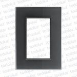 Placa 3 Modulos 2x4 Material Vidrio Negro Satinado D. Flat Conatel
